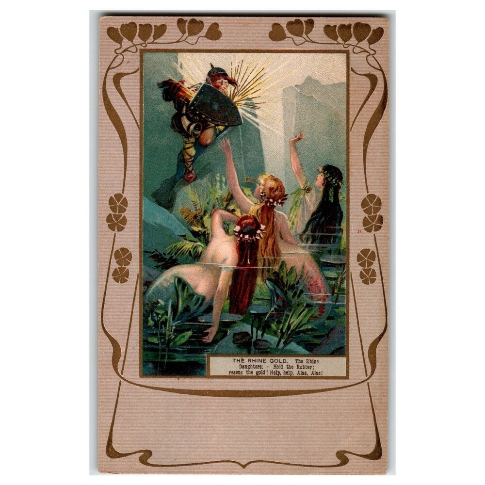 Rhine Gold Wagner Opera Postcard Raphael Tuck Art Nouveau Mermaid Robber